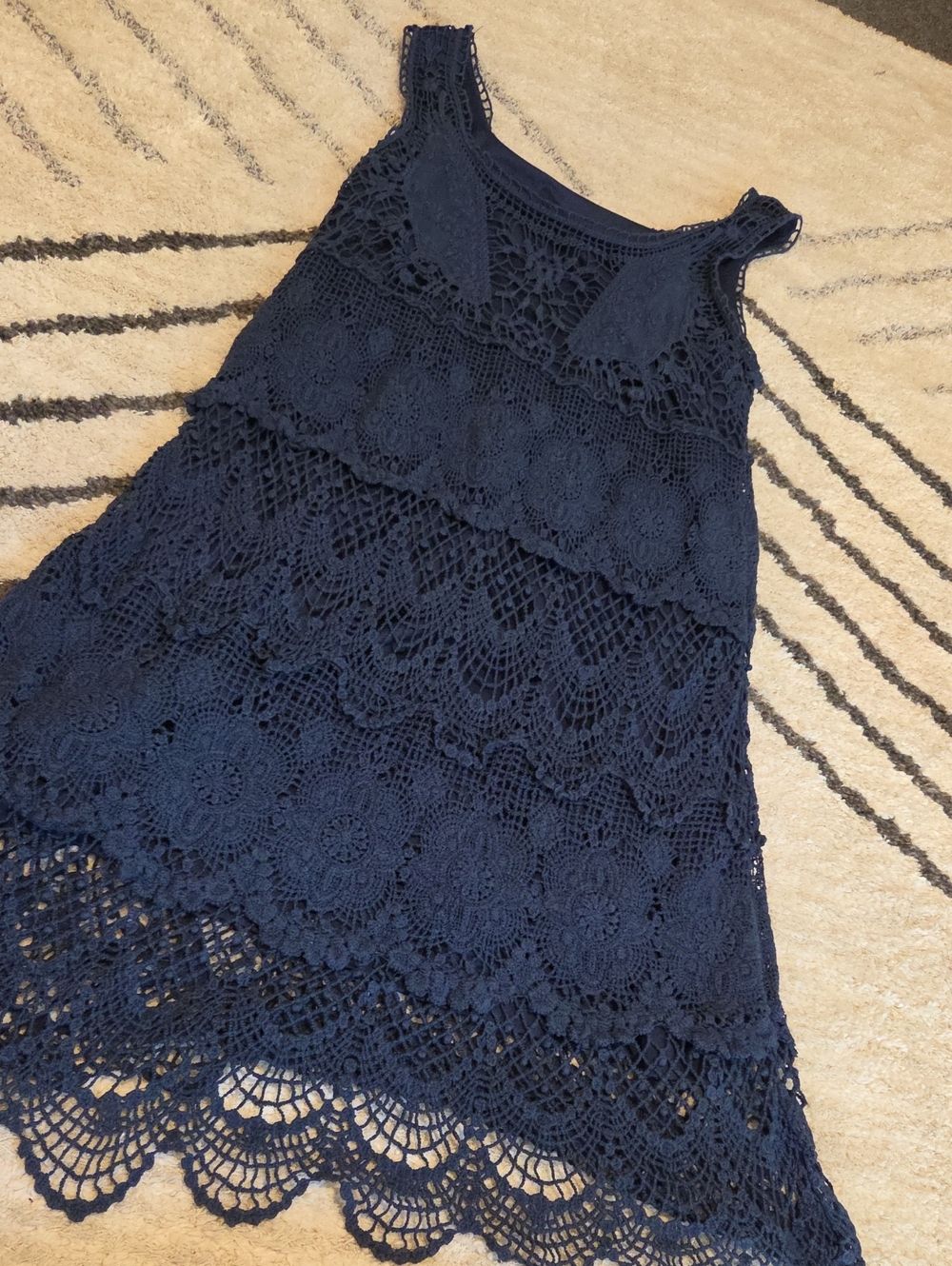 Maurices Navy Lace Dress with Crochet Trim